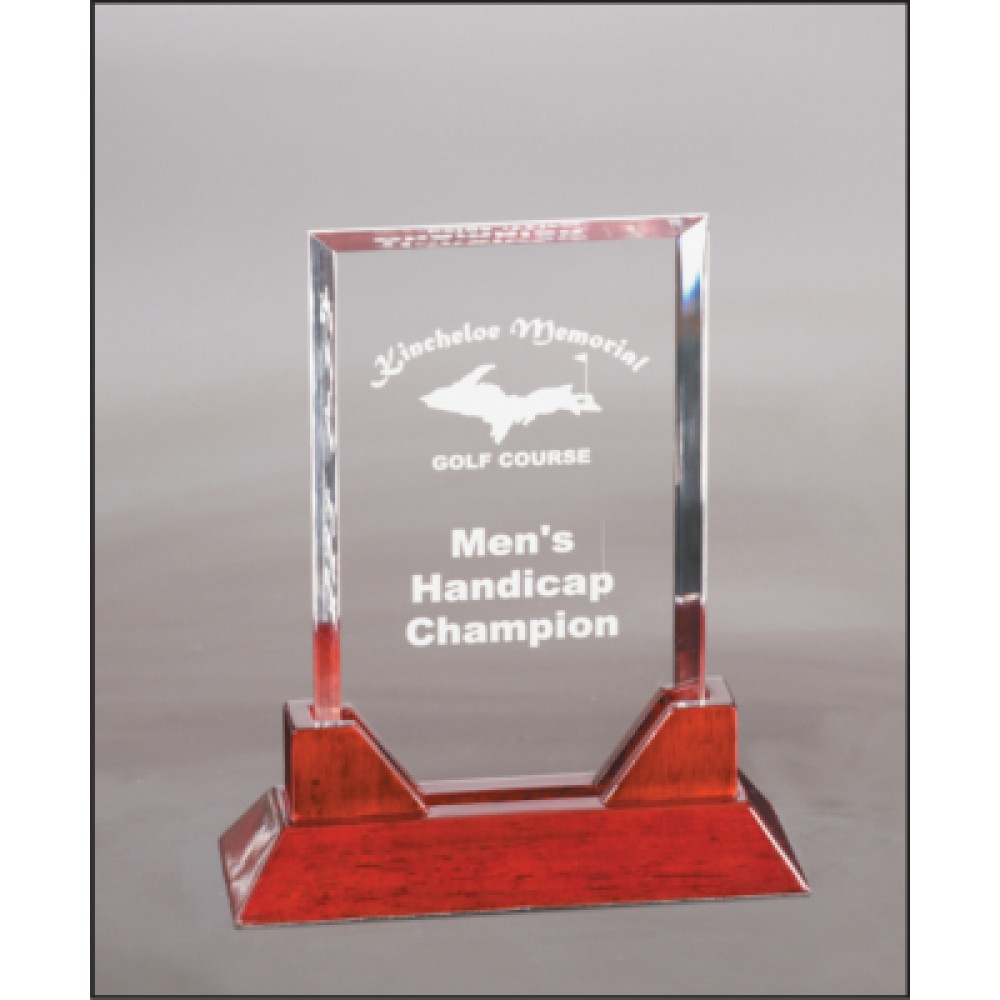 Rectangle Prestige Acrylic with Rosewood Piano Finish Base (Acrylic Awards)