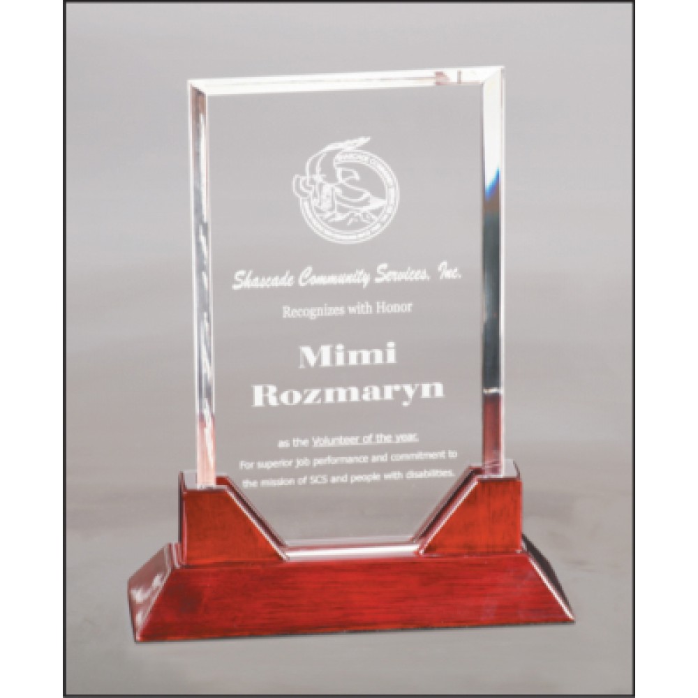 Rectangle Prestige Acrylic with Rosewood Piano Finish Base (Acrylic Awards)