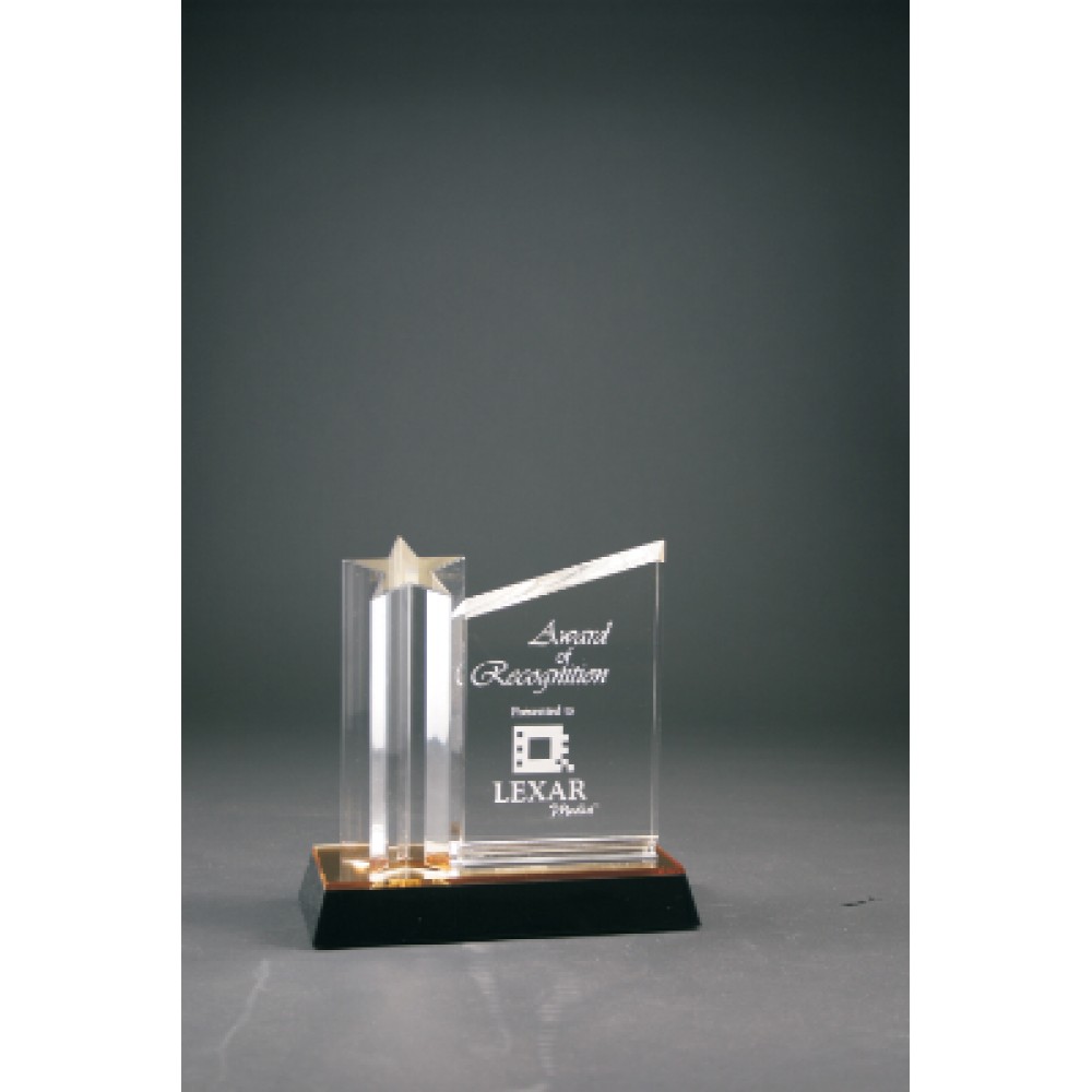Star Column Award With Gold/Black Base (Acrylic Awards)