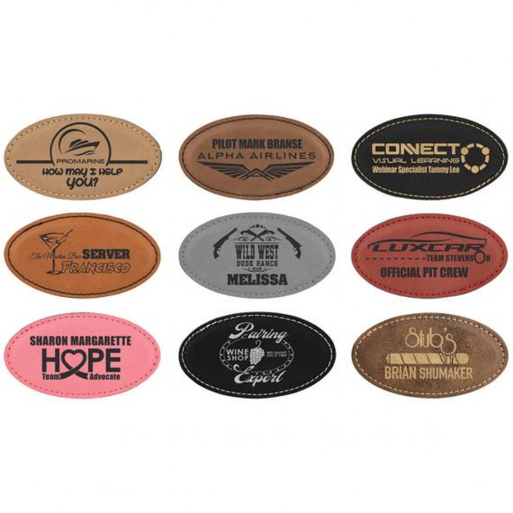 Leatherette 3.25" x 1.75" Oval Name Badge (New Arrivals!)