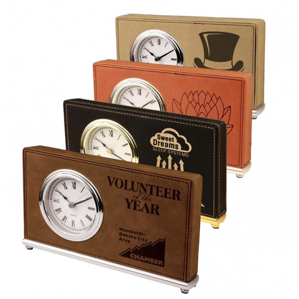 Leatherette Horizontal Desk Clock (Leatherette)