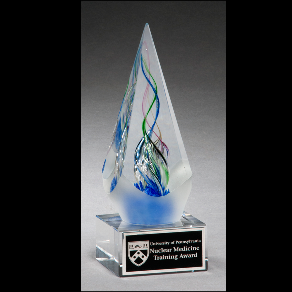 Colorful Arrow-Shaped Art Glass Award with Frosted Accents
