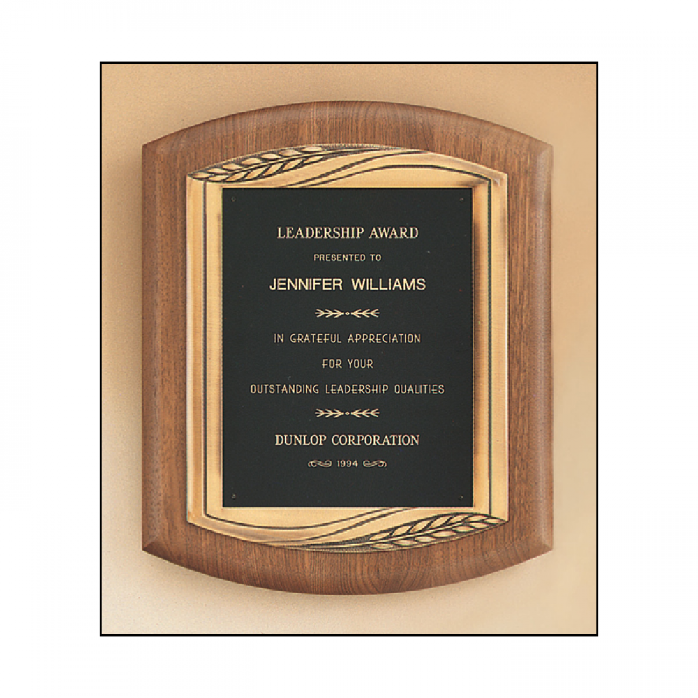 Walnut Plaque With Brass Cast Plate (Plaques)